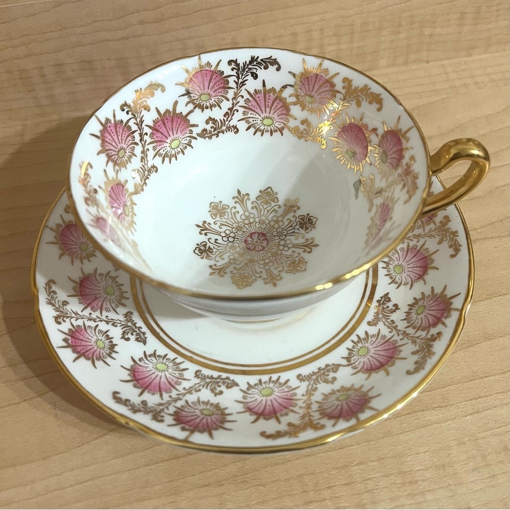 ROYAL GRAFTON Pink Gold Fine Bone China Teacup and Saucer Set